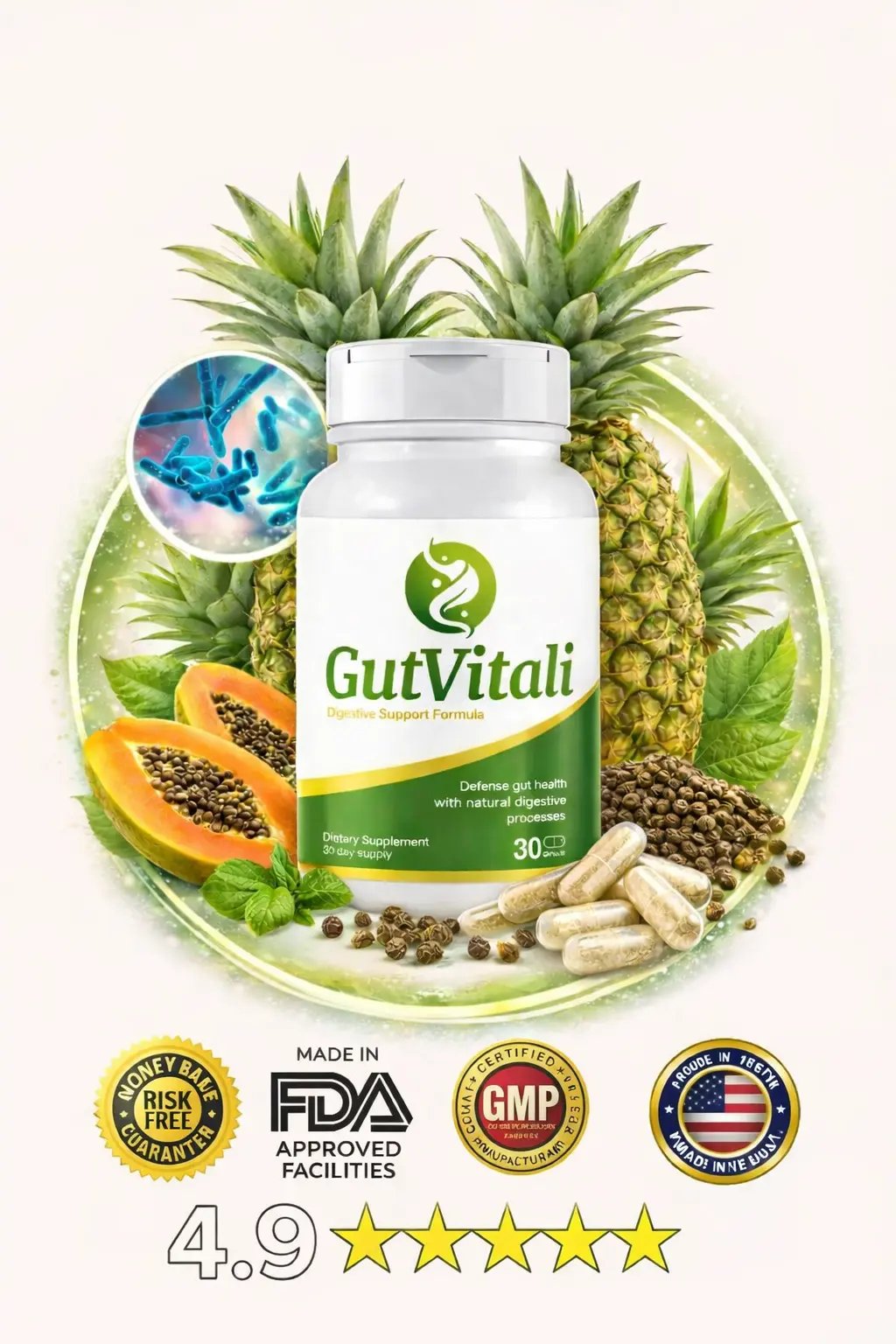 GutVitali advanced probiotic supplement for digestive balance and gut health